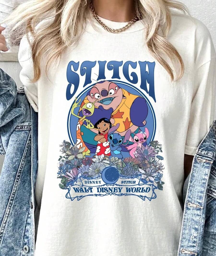 Vintage Stitch And Family Shirt, Lilo And Stitch Disney Trip Tee,  Disney World Tshirt, Retro Stitch Angel Jumba Pleakley Gift  -- Disneys Disneyland Paris The Magic Kingdom Disneyesque The House Of Mouse Mickey Mouse Empire Modest Summer Outfits Take That T Shirt Summer Coord Tops For Women Summer Summer Clothes Women Summer Clothes Summer Tops Summer Tops Women Summer Co Ord Summer Top Summer Outfits White Top Black Top Holiday Outfits For Women  Tops For Women Summer Holiday Gifts Valentine's Day Gifts Earth Day Gifts Oktoberfest Gifts Summer Bank Holiday Gifts - 白色 - 查看 1