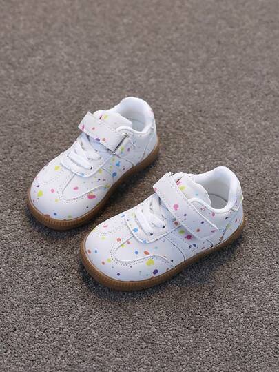 1 Pair Toddler Kids' Colorful Graffiti Hook And Loop Soft Bottom Non-Slip Casual Sneakers, Spring/Autumn New Versatile Sports Shoes For Boys And Girls