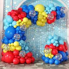 50pcs Carnival Circus Balloons Garland Arch Kit With Red Blue Yellow Mixed Balloons Rainbow Multicolor With Confetti Balloons For Birthday Wedding Bridal Shower Carnival Theme Birthday Party Decorations - 18 YEARS - View 3