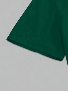 Plus Size Men's Creative Geometric Pattern Print Casual Round Neck Short Sleeve T-Shirt, Summer - Dark Green - View 6