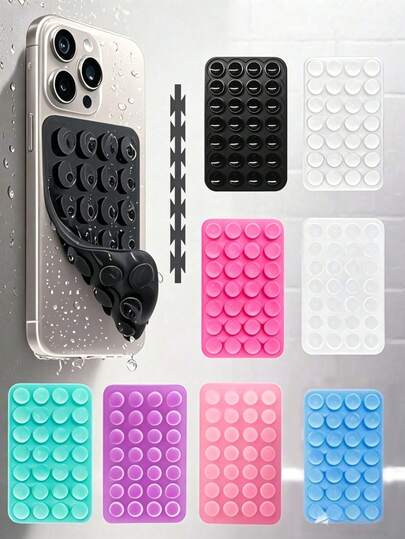 6pcs Double-Sided Silicone Suction Cup Phone Holder, Octobuddy Sticky Phone Stand, Strong Adhesion, Convenient For Selfie & Video, Easy To Use. Upgraded Silicone Suction Cup, Suitable For IPhone And Android Phones.