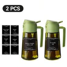 1件 16oz/470ml 2合1玻璃橄欖油分裝瓶與噴霧器，可重複使用帶把手油瓶，防漏烹飪用油噴霧器，雙用倒油與噴油容器，防滴漏玻璃油瓶附標籤，適用氣炸鍋、烘焙、燒烤 - 查看 13