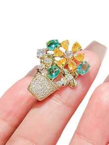 1pc Premium Anti-Glare Floral Brooch, Unique High-End Exquisite Fashion Pin, Suitable For Pairing With Women's Summer Clothing, Perfect Accessory Gift - Multicolor - View 6