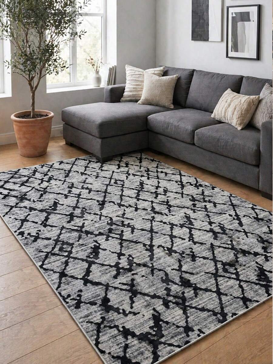 Modern Non-Slip Kitchen Runner Rug, Washable Minimalist Floor Mat For Home Decor, Bedroom, Livingroom Rug, Made In Turkiye 80x200 Cm, 80x300 Cm,100x200 Cm, 120x180 Cm - Dark Grey - View 1