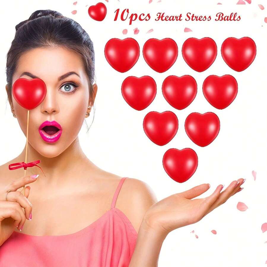 1 quả bóng giảm căng thẳng hình trái tim, bóng thư giãn bằng xốp mềm mại cho ngày Valentine, giải thưởng lễ hội, quà tặng tiệc Valentine, quà Valentine nhỏ.
