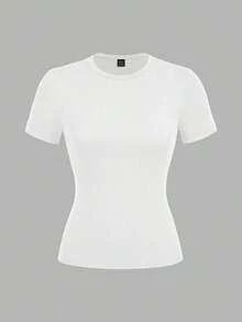 Set de 3 camisetas de mujer de cuello redondo de ajuste ceñido, 95% algodón, en negro, blanco y gris, aptas para todas las estaciones, interior y exterior, con estilo vintage y lindo para verano, para salidas de verano, hogar, vuelta al cole, otoño - Multicolor 3 - Ver 6