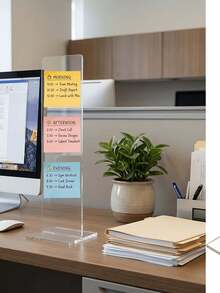1pc Detachable Transparent Acrylic Memo Board And Information Board Stand, Computer Screen Memo Clip Board, Message Board, Office Desk Accessory, Available In 2 Colors - Acrylic Message Board - View 2