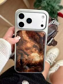 1 chiếc ốp lưng điện thoại thời trang Hàn Quốc màu hổ phách nhuộm tie-dye, phù hợp với 17 Pro Max, 17 Pro, 16 Pro Max, 15, 14 Plus, 13, 12, 11 Pro Max, 17 Air, ốp lưng chống rơi mạ bạc chất lượng cao dành cho điện thoại thông minh nữ. - hổ phách - Xem 4
