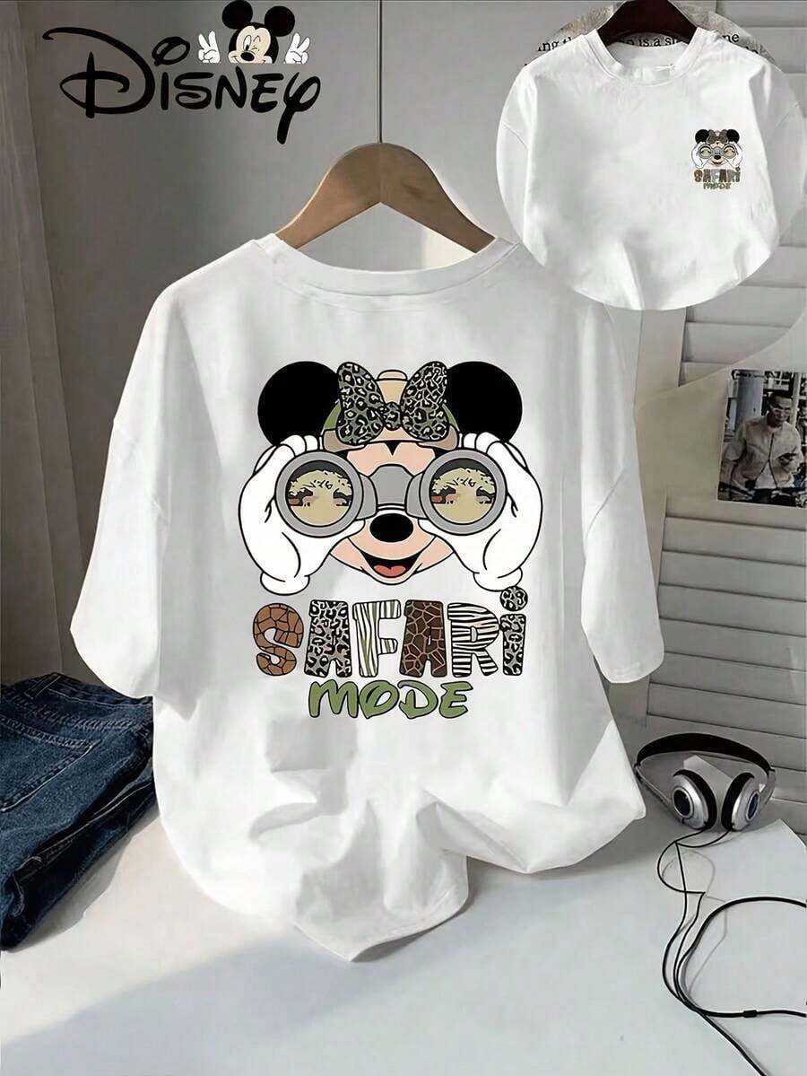 Oversize T-Shirt Disney Authentic Disney Design Includes Minnie Mouse Wearing 100% Cotton For Women, Suitable For Daily Outings Summer Casual Wear - White - View 1