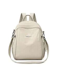 1 pieza Mochila casual de moda de cierre con cremallera de nailon de unicolor, adecuada para el uso diario, el trabajo, la escuela y las salidas de las mujeres, disponible en varios colores - Multicolor - Ver 3