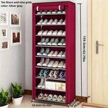 9-Tier Dust-Proof Shoe Rack, Large Capacity Fabric Shoe Cabinet, Portable And Sturdy Shoe Shelf, Suitable For Entryway, Bedroom, Closet, Hallway, Can Hold Sneakers, Slippers, Boots, Practical Home Storage Gift - Multicolor - View 9