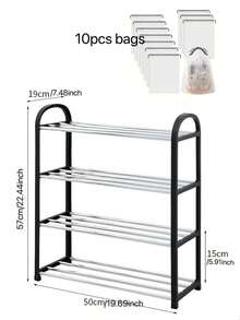 Kệ đựng giày 4 tầng xếp chồng: Kệ để giày đứng độc lập màu đen - Kệ đựng giày bằng thép không gỉ dễ lắp ráp - Kệ tiết kiệm không gian cho lối vào, hành lang và tủ quần áo. - Nhiều màu - Xem 8