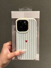 1 ốp lưng bảo vệ họa tiết trái tim sọc dọc, phù hợp với 17 16 PRO MAX/14/16 PLUS/15/13P/12/11, rất thời trang và chống rơi vỡ. - màu đen - Xem 5