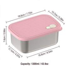 304 Stainless Steel Food Container, Stackable Refrigerator Sealed Fresh-Keeping Box, Fruit And Vegetable Meat Storage Box With Lid, Large Capacity Food Preservation Box, Suitable For Kitchen Food Storage And Organization - Multicolor - View 22