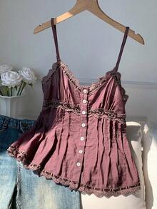 Top de mujer de unicolor, adecuado para el verano - Marrón - Ver 8