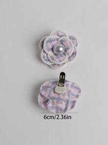 2件套米色珍珠布艺手工山茶花装饰，时尚优雅经典DIY高跟鞋、凉鞋、运动鞋、胸针、包夹、家居装饰、多功能配饰 - 米色 - 查看 5