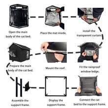 Outdoor Cat House, Warm & Insulated Cat Shelter For Indoor/Outdoor Cats, Suitable For All Seasons, With Warm Cushion, Easy Assembly - L-45*40*55 cm - Xem 7