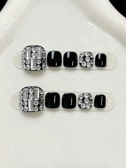 Handmade Press-On Toenails, Equipped With Full Set Of Application Tools, Simple Operation, Easily Create Exquisite Foot Looks Anytime And Anywhere.