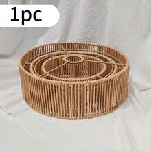 Bohemian Style Woven Rattan Lamp Shade | 3-Layer Design, Suitable For Modern Farmhouse And Coastal Homes - Multicolor - View 11