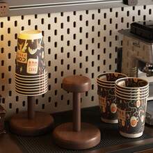 Disposable Cup Dispenser Paper Cup Holder Water Cup Storage Rack High-End Light Luxury Teacup Placement Rack - Walnut - View 6