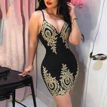 Vestido halter sexy de fiesta de verano Mini vestido ajustado sin mangas con cuello bajo y espalda halter - Negro - Ver 3