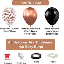 104pcs Rose Gold & Black Balloon Decoration Set, Suitable For Wedding, Birthday, Graduation, Baby Shower Party Decor, Includes Rose Gold, Black And Rose Gold Combination Balloon Arch - Rose Gold and Black Suit - View 6