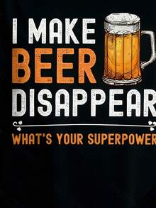 Ich habe das Bier verschwinden lassen bedrucktes T-Shirt, Herren Casual Kurzarm Sommer T-Shirt - Schwarz - Übersicht 10