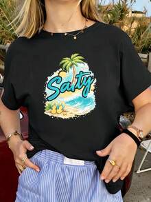 Dam-T-shirts - Svart - Visa 1