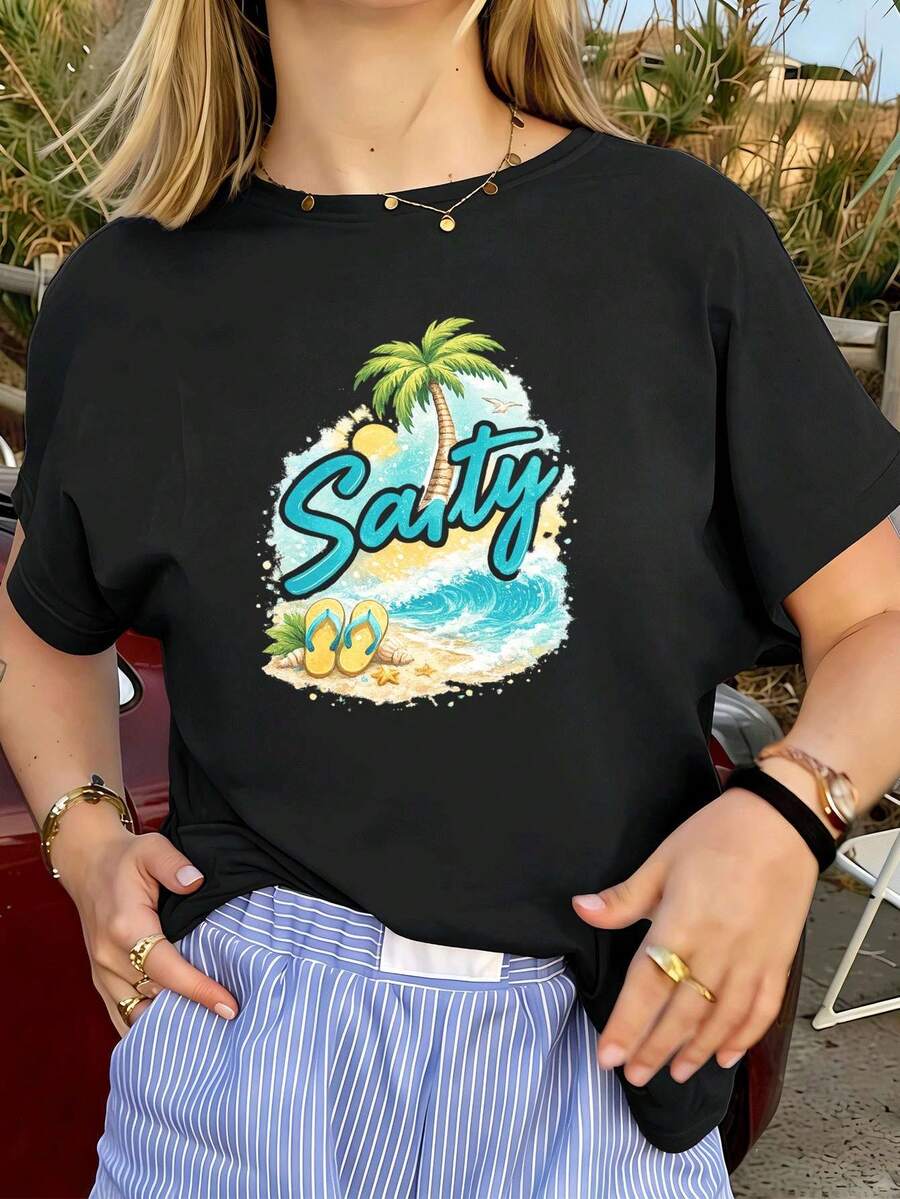 Dam-T-shirts - Svart - Visa 1