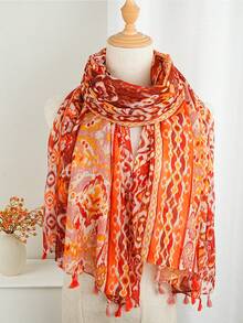 1 Stück modischer Ditsy Blumen Schal für Frauen, 180*85cm Schal geeignet für Reisen & Alltag, Polyester Casual Kopftuch, Klimaanlagen Umhang, Accessoires, Urlaub - Verschiedenfarbig - Übersicht 7