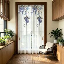 2pcs New Arrival Double Rod Curtain Design, Purple Vine Pattern, Suitable For Small Windows, Villas, Cafes, Shops, 200g/Sqm - 2pcs - View 7