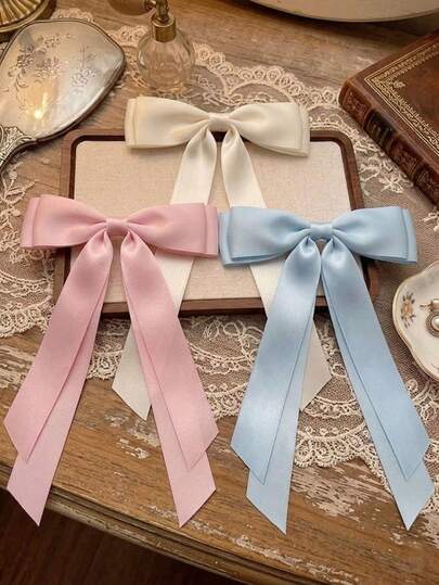 1/4 piezas Pinza de pelo para niña, nuevo diseño de gran lazo con cinta larga, accesorio de pelo de princesa para niñas pequeñas