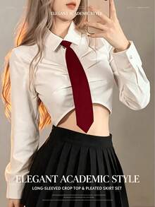 1/3pcs Women's Solid Black Necktie, Suitable For Uniform Shirt, Suit, Slouchy Necktie, For Daily Wear - Multicolor - View 1
