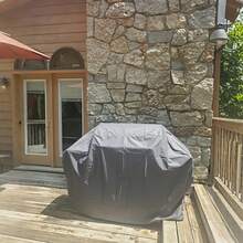 Outdoor Grill Cover With Side Handles And Adjustable Design, Fully Waterproof, Dustproof, And UV-Resistant. Suitable For Char-Broil And Grill Brand Gas Grills. Made Of 420D Oxford Cloth, Available In Black And Gray Colors. - View 4