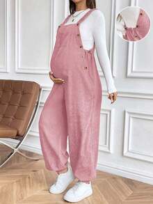 Monos informales de maternidad ajustables con elástico de color marrón - Rosa - Ver 1