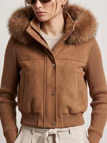 Women's Wool Jacket, Winter Coat, Lined, Thermal, New, Elegant, Luxury, Cropped - Lạc đà - Xem 4