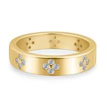 Nhẫn hình cỏ bốn lá tối giản, mạ vàng 18K đính đá Zirconia, nhẫn cưới sang trọng tinh tế dành cho nữ. - Vàng - Xem 1