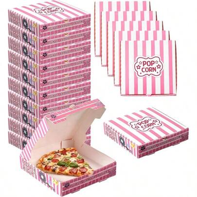 50 Pcs Pink Movie Night Party Supplies Popcorn Pizza Boxes Movie Square Cardboard Pizza Boxes '' Night Birthday Party Or Home Theater, 3.54x 3.54x 0.78 Inches