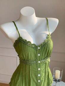 Top de mujer de unicolor, adecuado para el verano - Verde - Ver 4