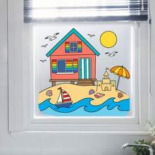 1PC Window Stickers,Beach Cottage Wall Sticker,Suitable As A Gift,Self-Adhesive , Suitable For Bedroom And Living Room, Bedroom, Dining Room, Study, Bathroom, Glass Decoration And Embellishment - A - View 10