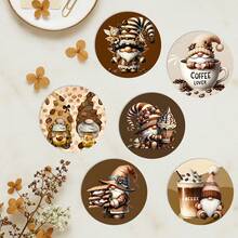 6pcs Set Vintage American Style Wooden Coffee Cup Coasters, Creative Coffee Lover Printed Heat Insulation Non-Slip Desk Coasters - Wood-coaster - View 2