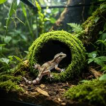 1pc Artificial Moss Reptile Hiding Cave, Suitable For Geckos, Lizards, Hamsters, Snakes To Rest And Hide, Decor For Terrariums And Rainforest Aquariums - Green - View 4