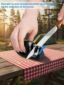 Portable Knife Sharpener – 2-Stage Tungsten Steel & Ceramic Rod Sharpener For Camping, Picnic, Fishing, And Outdoor Adventures – Compact Mouse-Shape Design Fits In Backpack, Glove Box, Or Tool Kit – Restore Razor-Sharp Edge In Seconds - Black - View 2