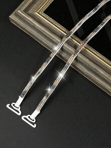 2/4pcs Multi-Color Rhinestone Bra Straps, Shiny Non-Slip Elastic Straps, Suitable For Off-Shoulder Dresses - Multicolor - View 15