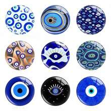 10/20 piezas Parches de Ojo Malvado Multipatrón, Parches Redondos de Gemas de Tiempo, Adecuados para Joyería DIY Hecha a Mano, Llavero, Colgante, Imán de Nevera, Accesorios, Versátil y Práctico, Regalo Encantador para Amigos o Familia - Multicolor - Ver 2