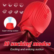 R RUIJU Valentine'S Day Gift: Dual-Purpose Rose Sex Product Simulation Sucking Massage Plus Vibration Stick In One: Multi-Frequency Sucking + Vibration Massage Device Gift With 8 Types Of Sucking + Vibration Modes For Women - Hoa hồng 2 - Xem 5