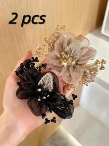1/2pcs Elegant Women Hair Scrunchies, Sweet, Summer Accessories, Holiday Accessories, Starry Hair Band, Tulle Hair Scrunchie, Hair Accessories - Multicolor - View 14
