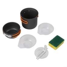 Anodized Aluminum  Camping Pot Set Ligweig And Portable Cookware  Outdoor Cong Entusias - Orange Handle - View 5