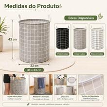 Foldable Checkered Laundry Basket With Handles, Multipurpose Organizer For Laundry Room, Bedroom, Bathroom - Light Grey - View 2