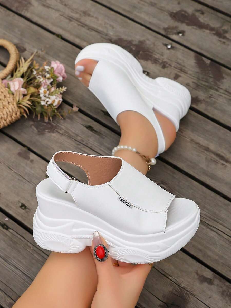 2026 Neue Plateau-Keilsandalen mit dicker Sohle für Frauen, offene Zehenpartie mit Klettverschluss, Fischmaul-lässig-Sandalen, vielseitig für Alltag, Straße, Outdoor-Tragen